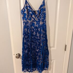 SHEIN Blue and Gray Patterned Midi Dress